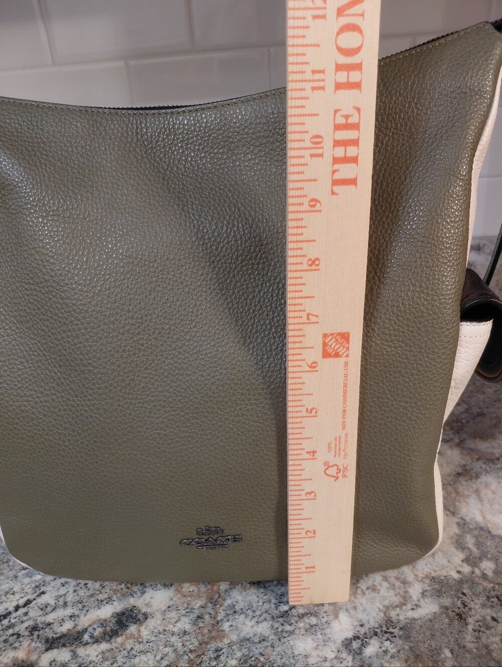 Coach Pennie Olive Cream Leather Shoulder Bag 6154 - Picture 4 of 14